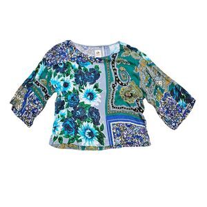 Tiny Anthropologie Floral Blouse Womens M Multicolor Patchwork Boho Cottage